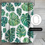 71x74 Botanical Shower Curtain with 12 Metal Grommets | Tropical Leaves