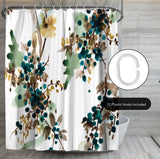 71x74 Abstract Shower Curtain with 12 Metal Grommets | Watercolor Blueberry