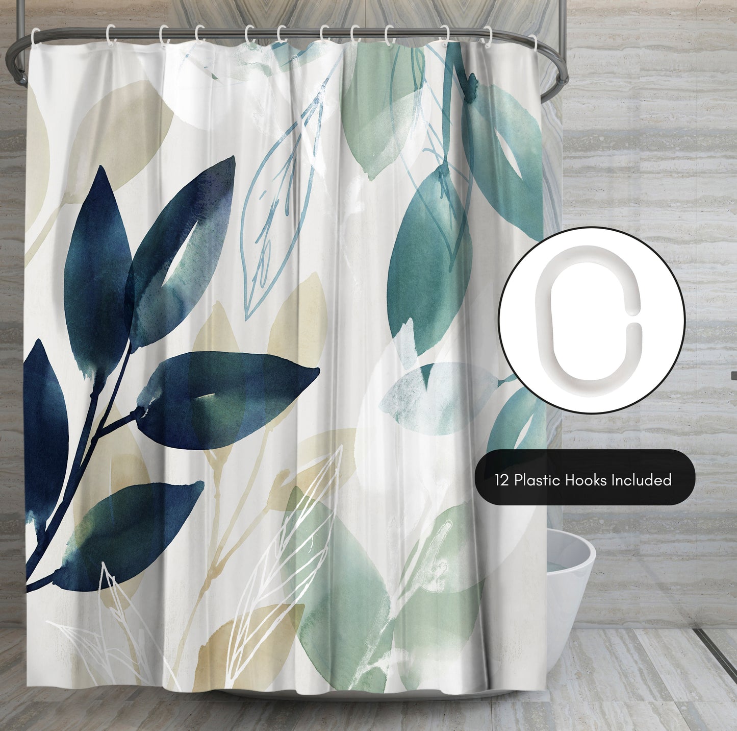 71" x 74" Abstract Shower Curtain with 12 Hooks, Green Sleeves I by PI Creative Art