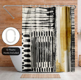 71x74 Abstract Shower Curtain with 12 Metal Grommets | Black and Gold