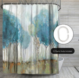 71x74 Abstract Shower Curtain with 12 Metal Grommets | Misty Meadow