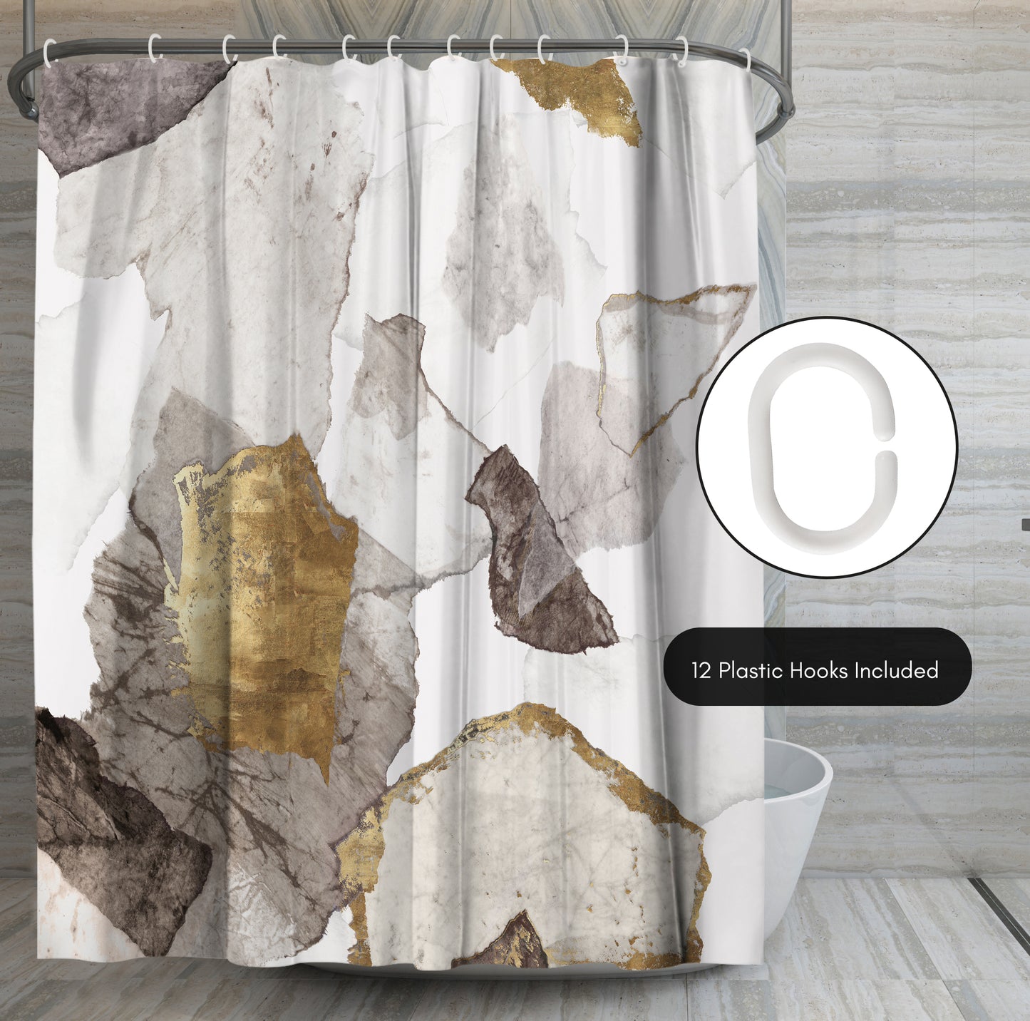 71" x 74" Abstract Shower Curtain with 12 Hooks, Amplified Iii by PI Creative Art