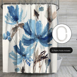 71x74 Floral Shower Curtain with 12 Metal Grommets | Blissful Blue