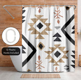 71x74 Boho Shower Curtain with 12 Metal Grommets | Geometric Design