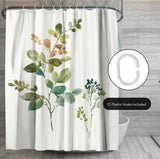 71x74 Boho Shower Curtain with 12 Metal Grommets | Botanical Design
