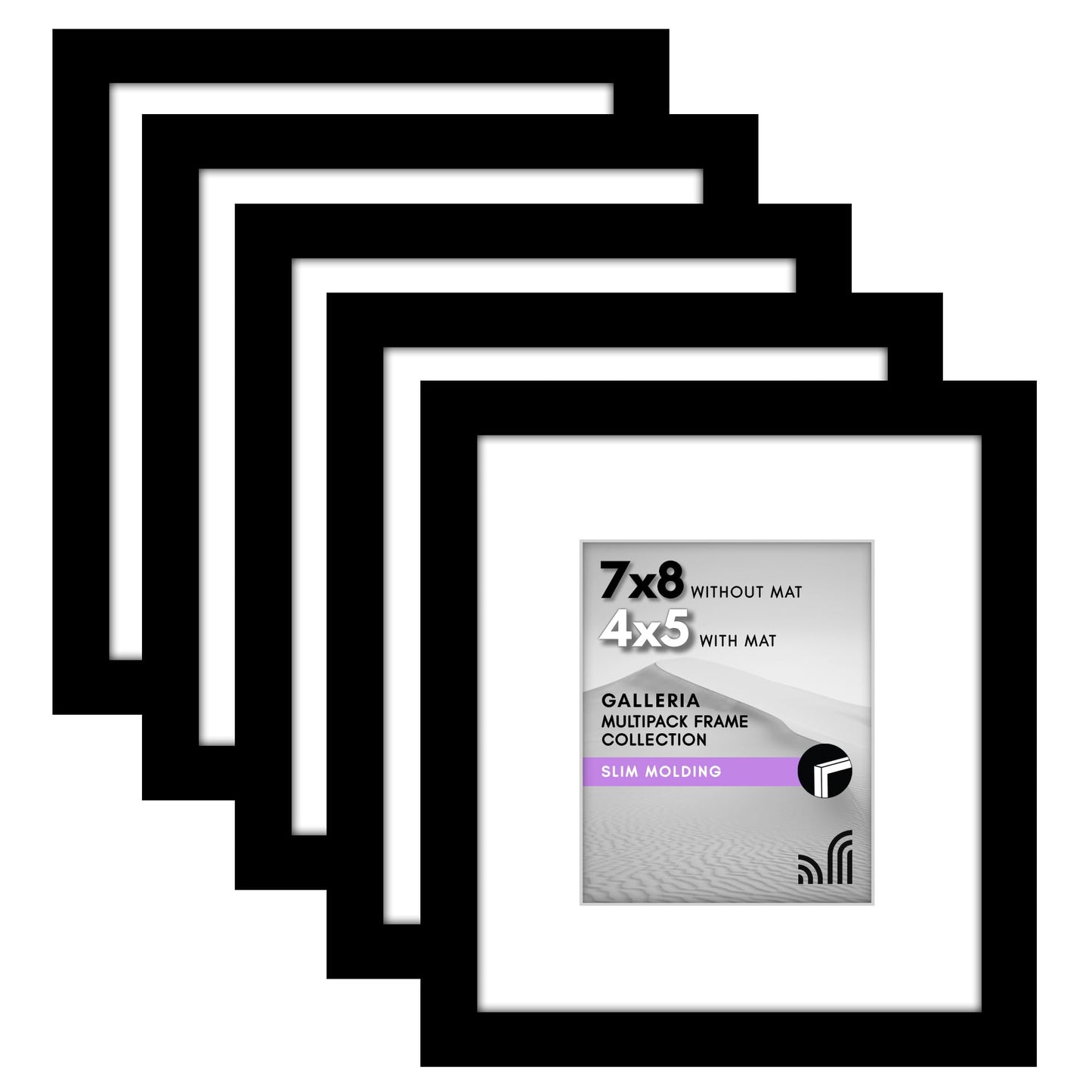 Classic Gallery Picture Frame | Set of 5 | Galleria Collection | Includes Mat