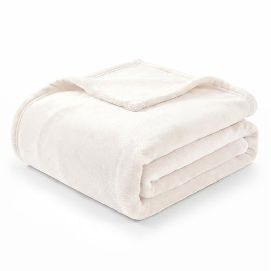 Americanflat 50x60 Fleece Throw Blanket - Soft and Breathable Throw Blanket for Couch, Bed, Chair - Fleece Blankets Perfect for Home, Bedroom, or Outdoor Use - White