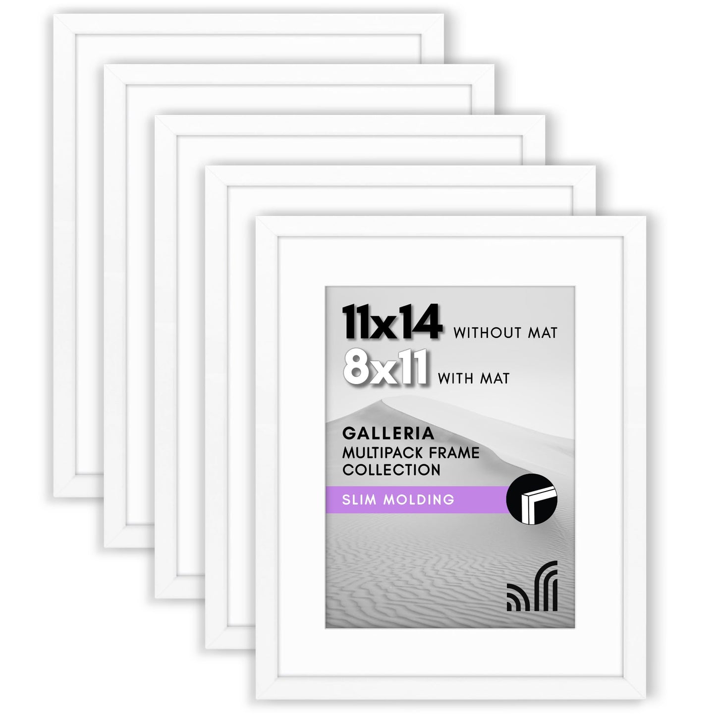Classic Gallery Picture Frame | Set of 5 | Galleria Collection | Includes Mat