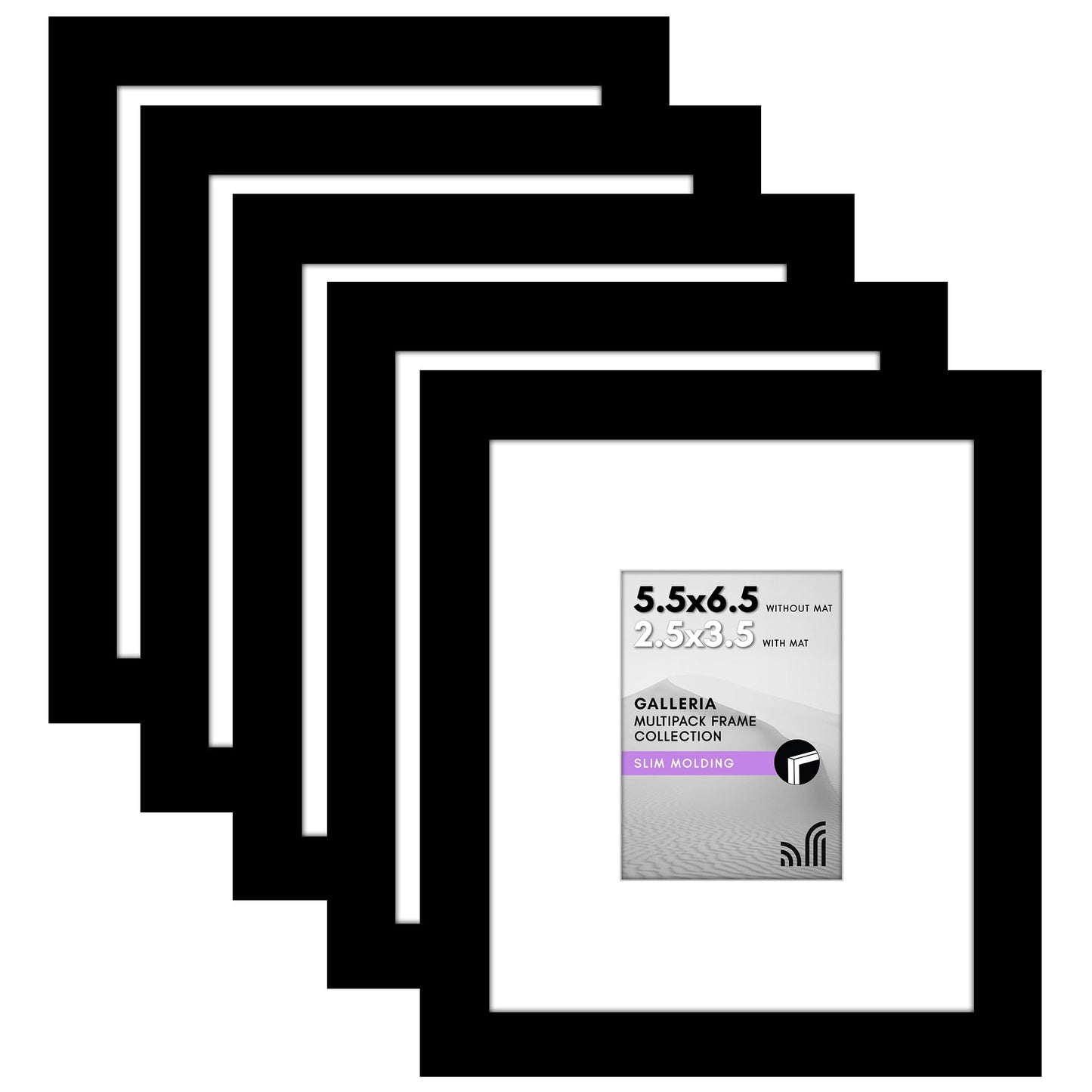 Classic Gallery Picture Frame | Set of 5 | Galleria Collection | Includes Mat