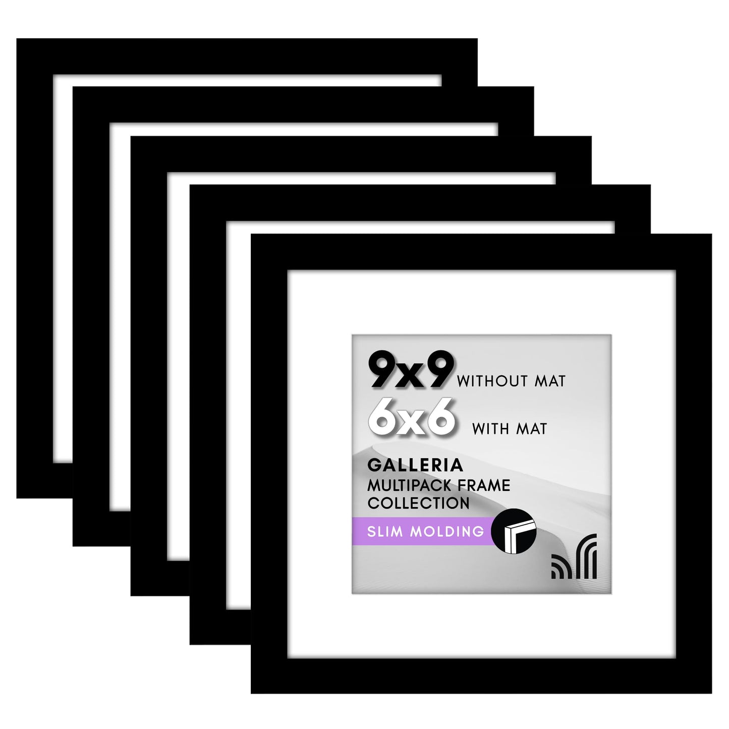Classic Gallery Picture Frame | Set of 5 | Galleria Collection | Includes Mat