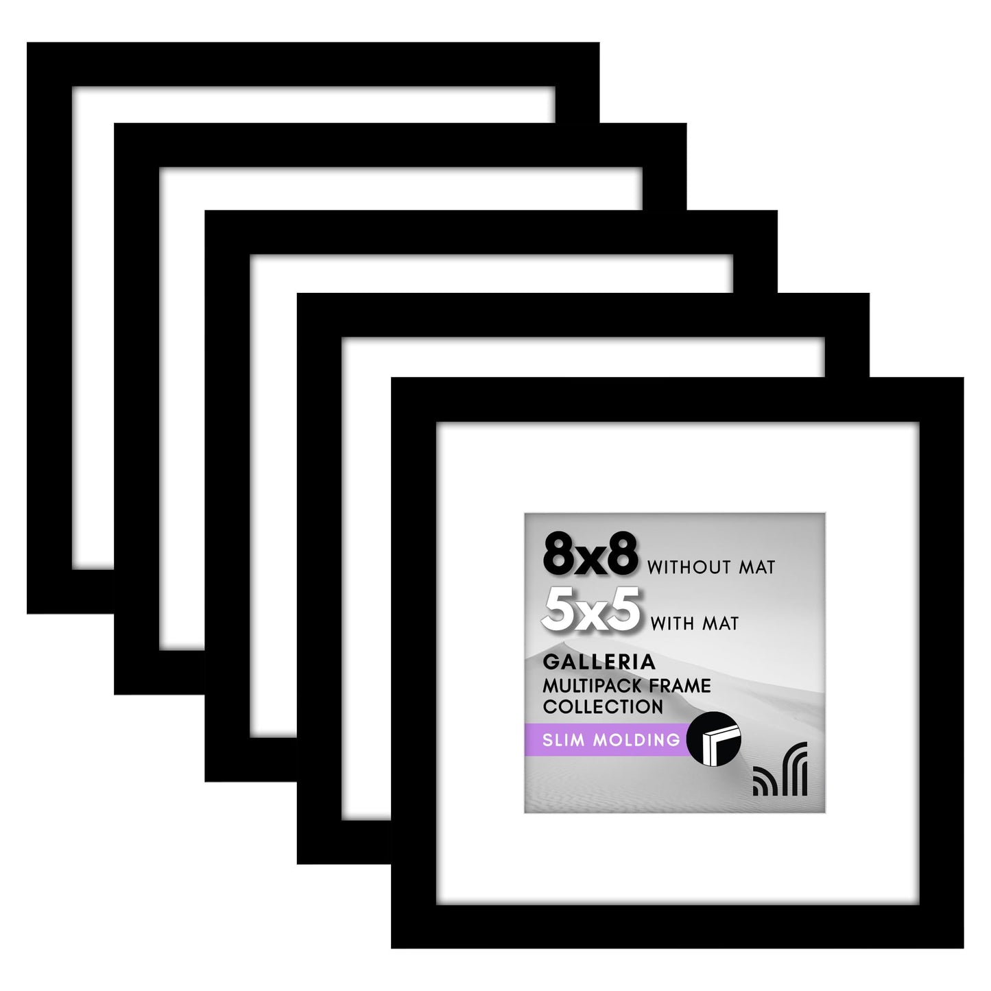 Classic Gallery Picture Frame | Set of 5 | Galleria Collection | Includes Mat