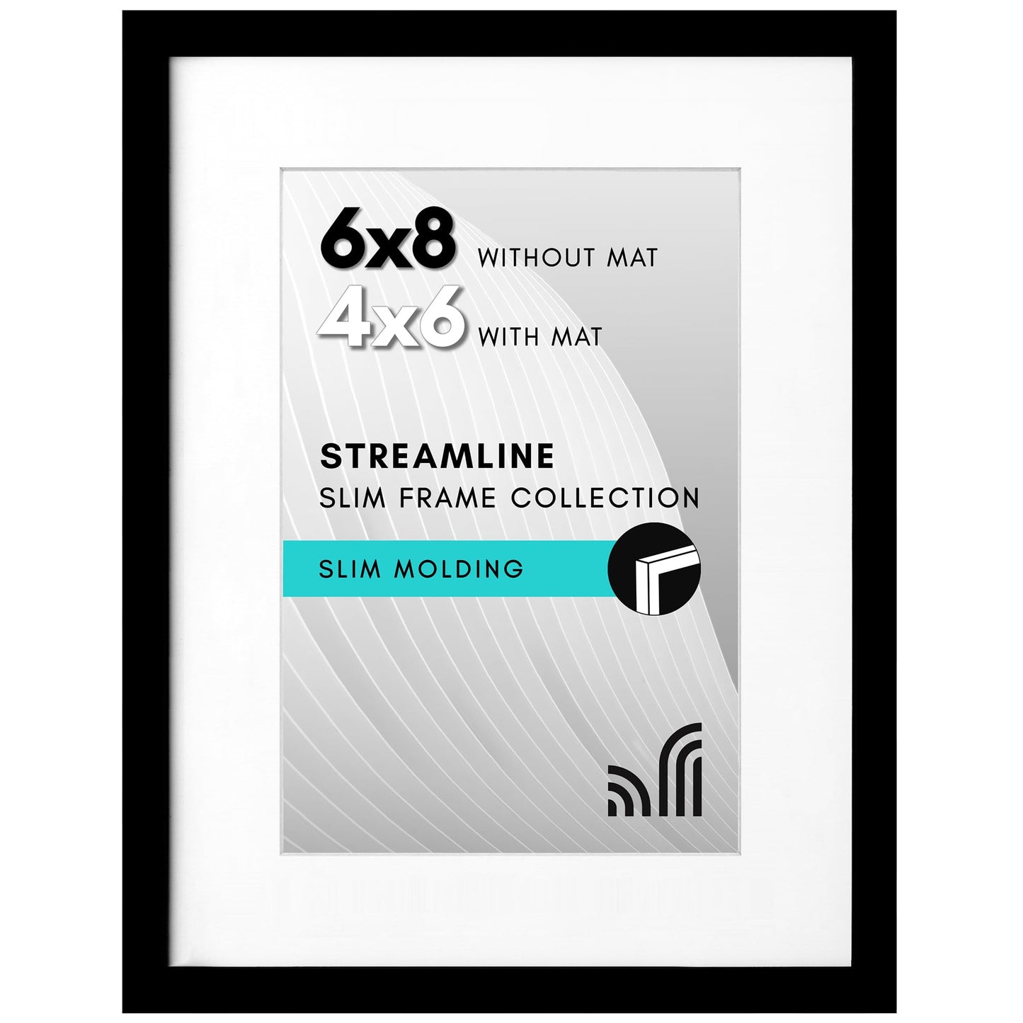Picture Frame | Includes Mat | Slim Molding | Streamline Collection
