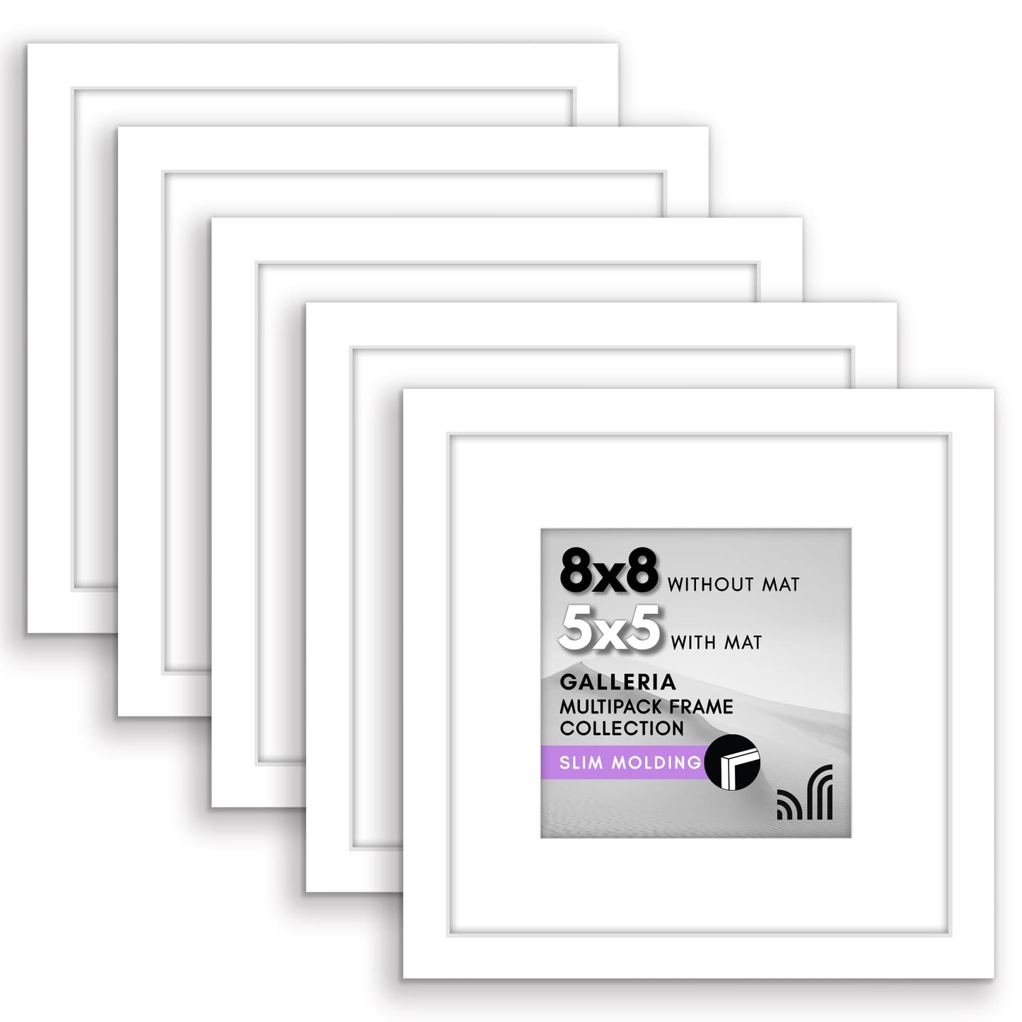 Classic Gallery Picture Frame | Set of 5 | Galleria Collection | Includes Mat
