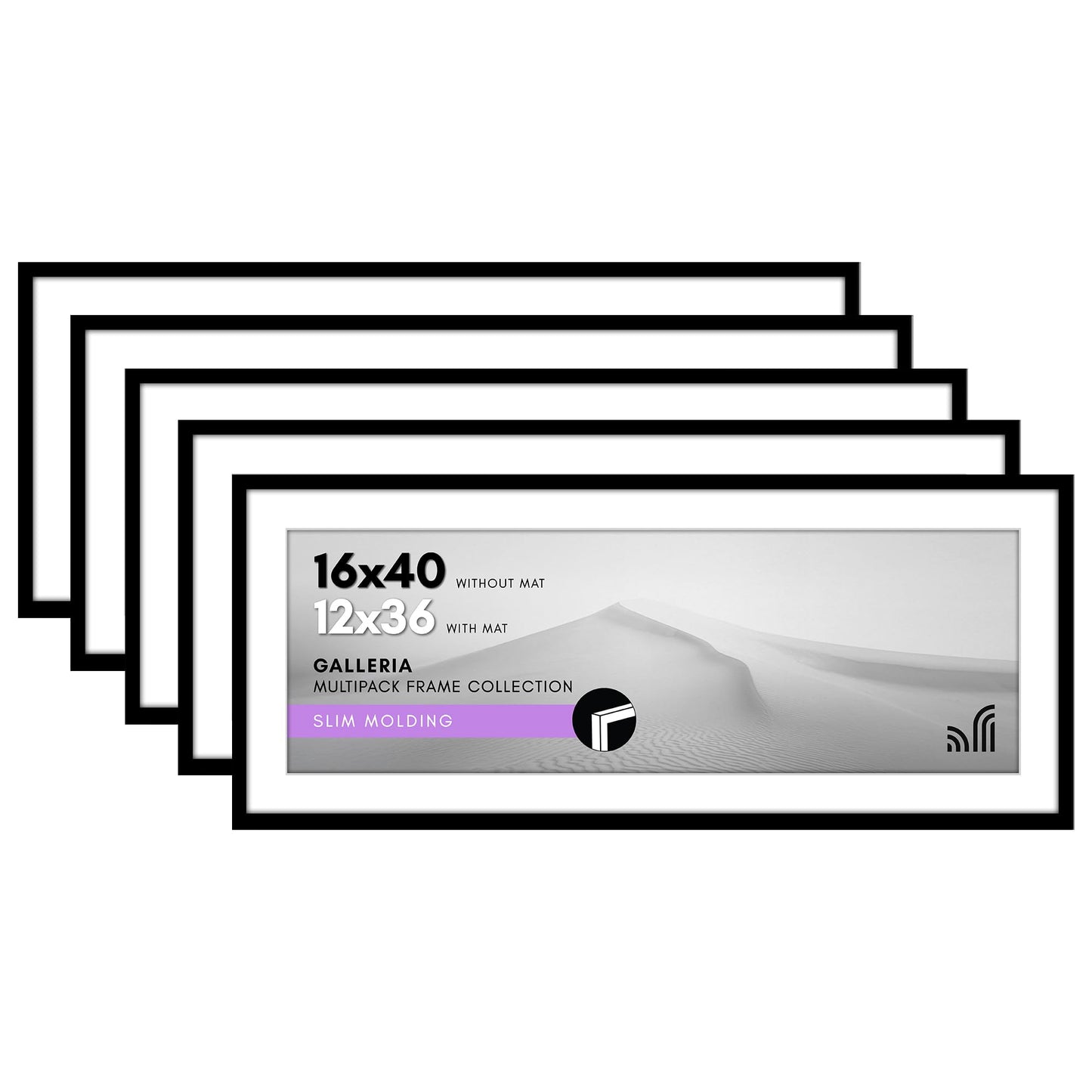 Classic Gallery Picture Frame | Set of 5 | Galleria Collection | Includes Mat