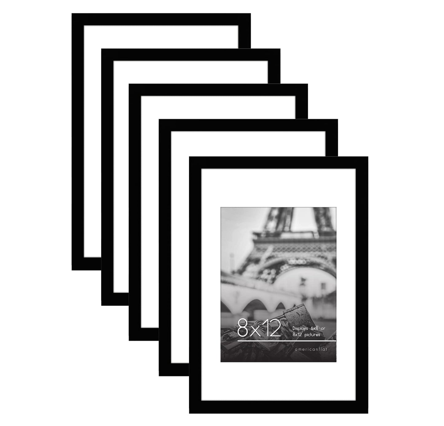 Classic Gallery Picture Frame | Set of 5 | Galleria Collection | Includes Mat