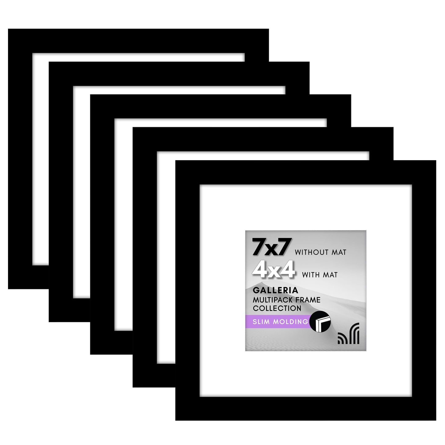 Classic Gallery Picture Frame | Set of 5 | Galleria Collection | Includes Mat