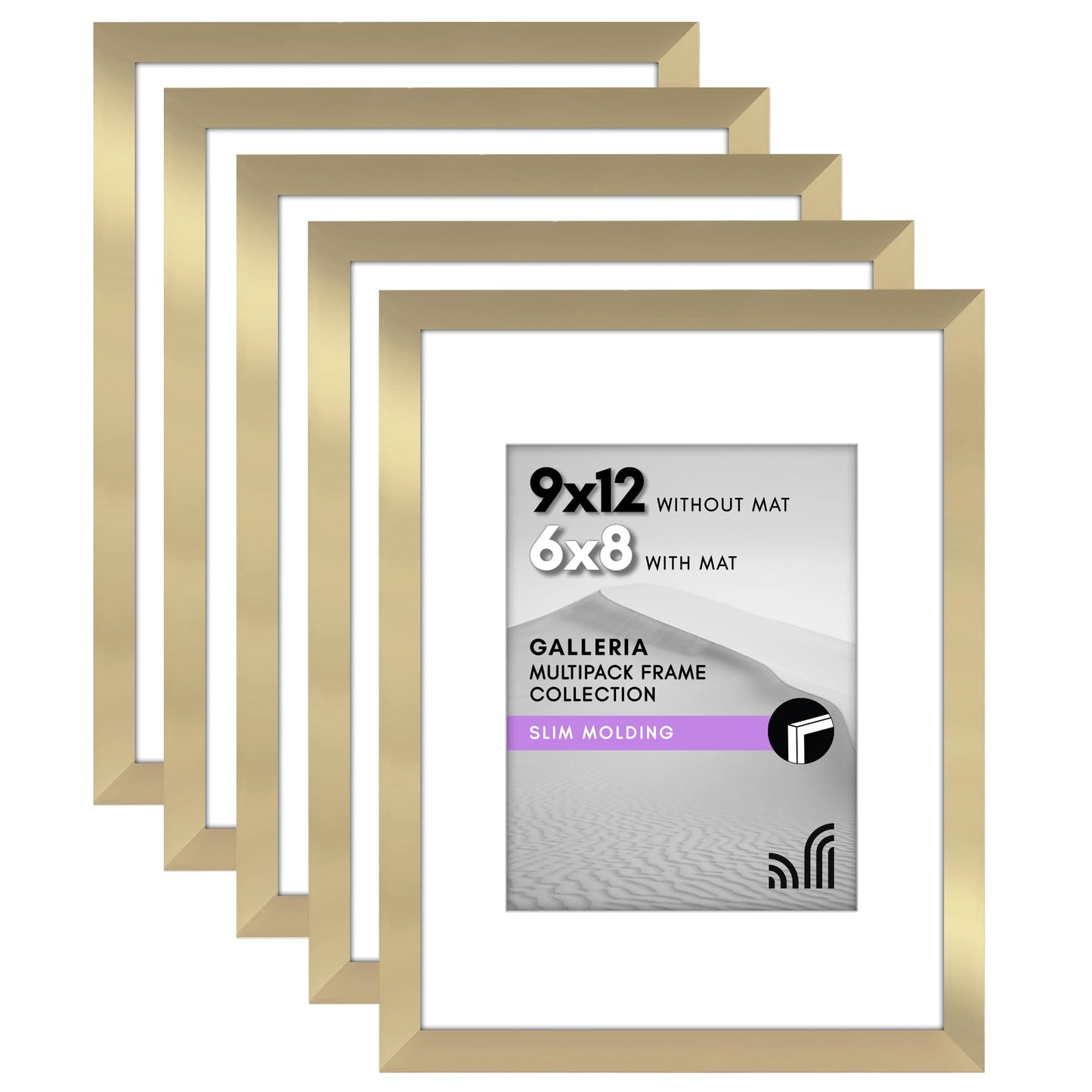 Classic Gallery Picture Frame | Set of 5 | Galleria Collection | Includes Mat