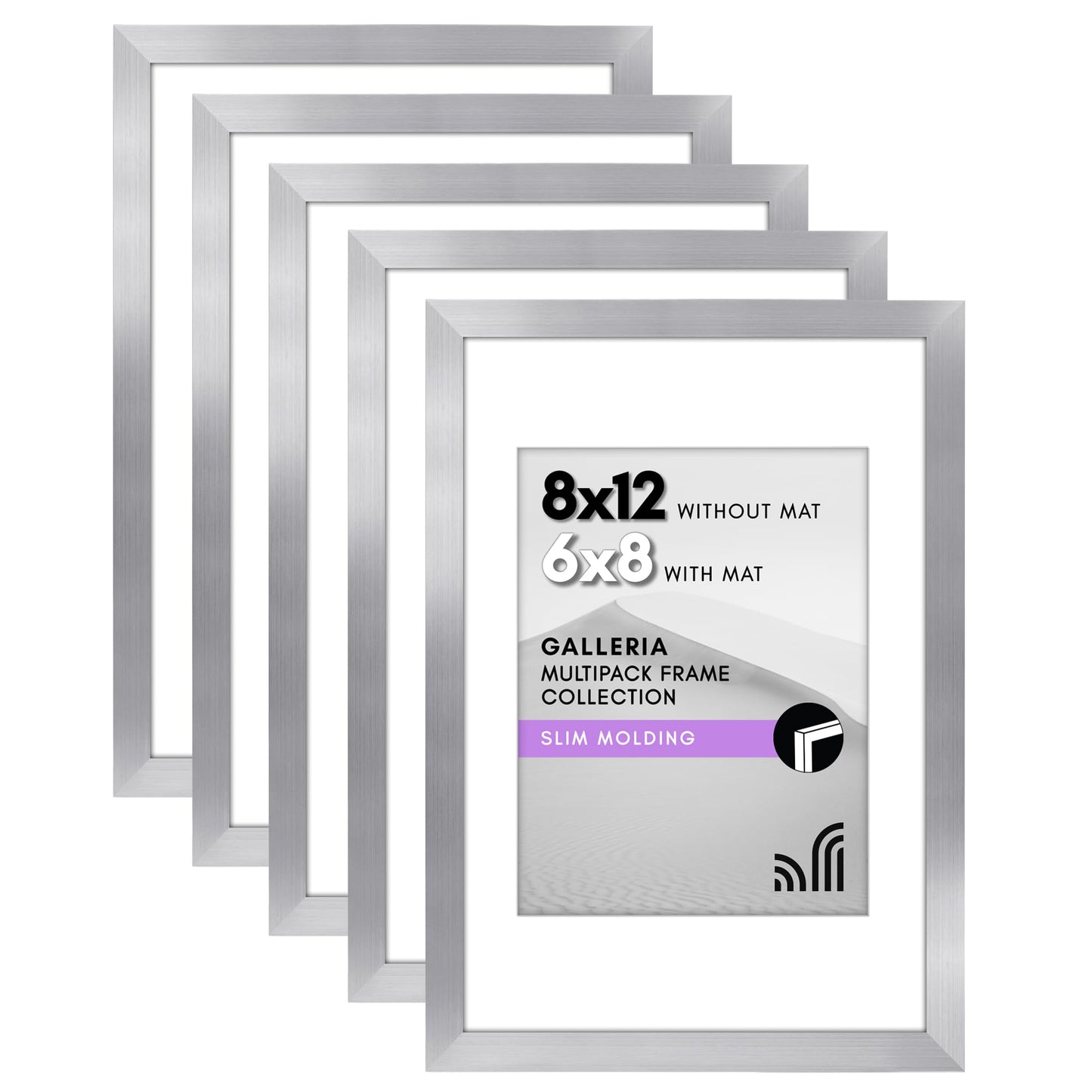 Classic Gallery Picture Frame | Set of 5 | Galleria Collection | Includes Mat