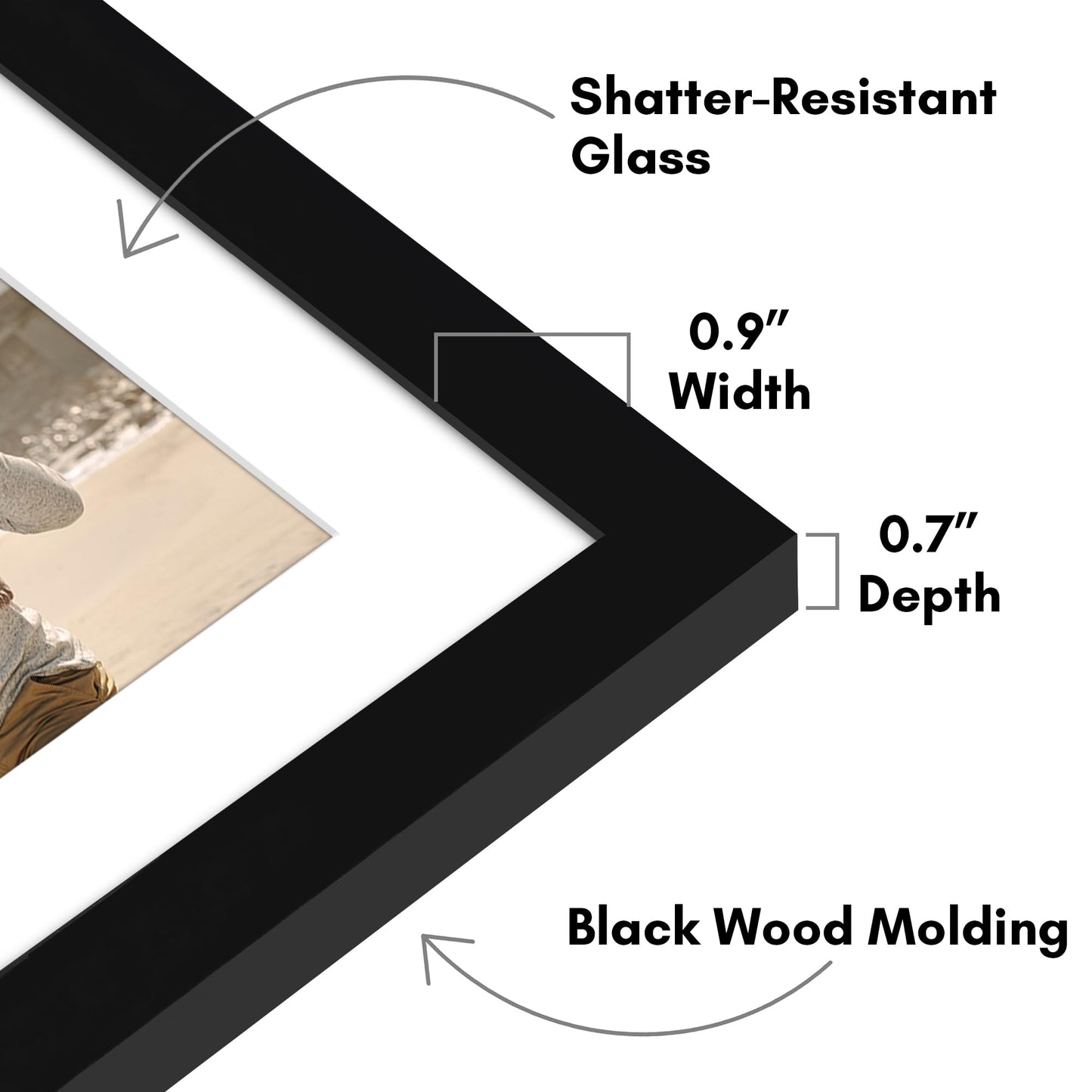 Americanflat Double Picture Frame | CF1218BLK2810| Shatter-Resistant Glass
