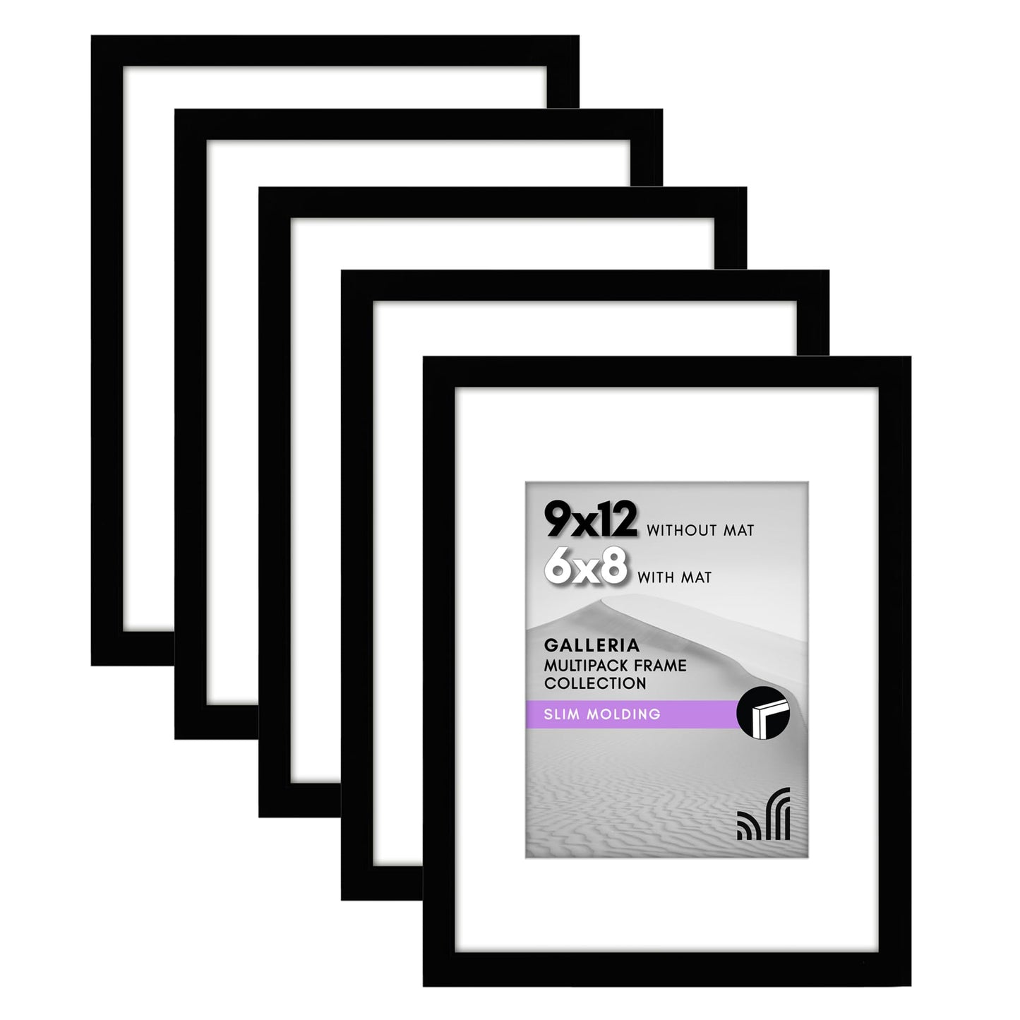 Classic Gallery Picture Frame | Set of 5 | Galleria Collection | Includes Mat