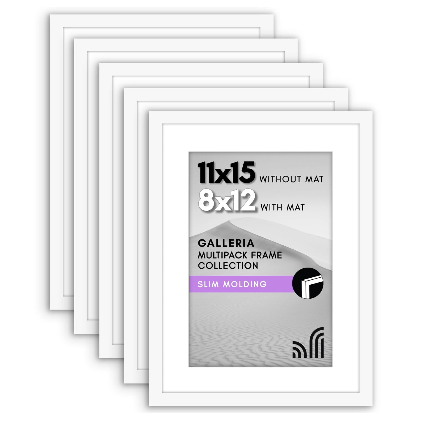 Classic Gallery Picture Frame | Set of 5 | Galleria Collection | Includes Mat