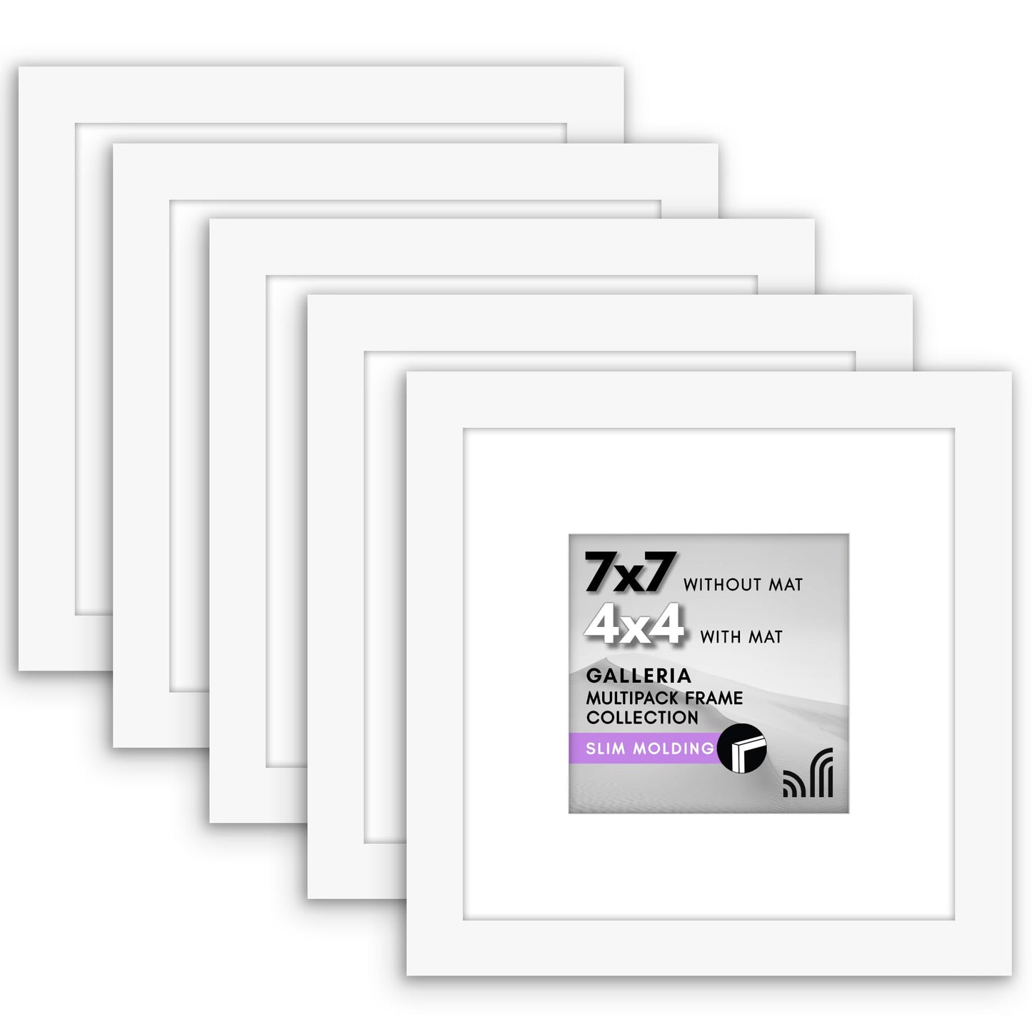 Classic Gallery Picture Frame | Set of 5 | Galleria Collection | Includes Mat