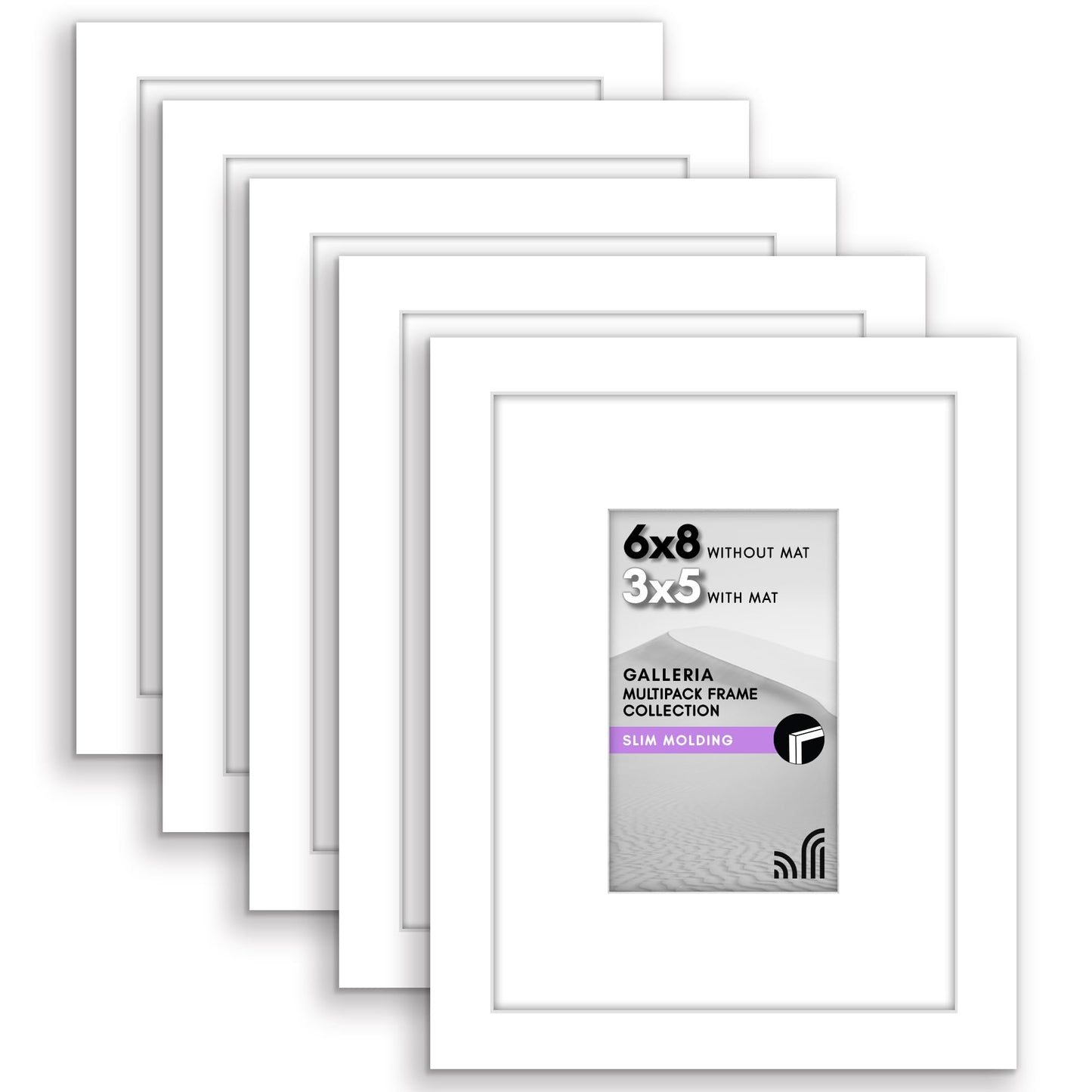 Classic Gallery Picture Frame | Set of 5 | Galleria Collection | Includes Mat