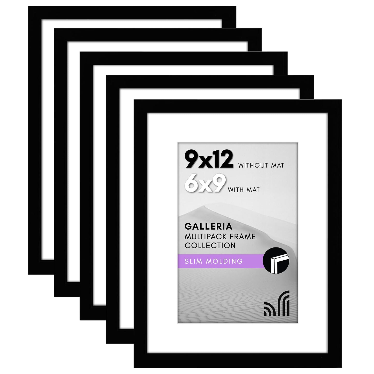 Classic Gallery Picture Frame | Set of 5 | Galleria Collection | Includes Mat