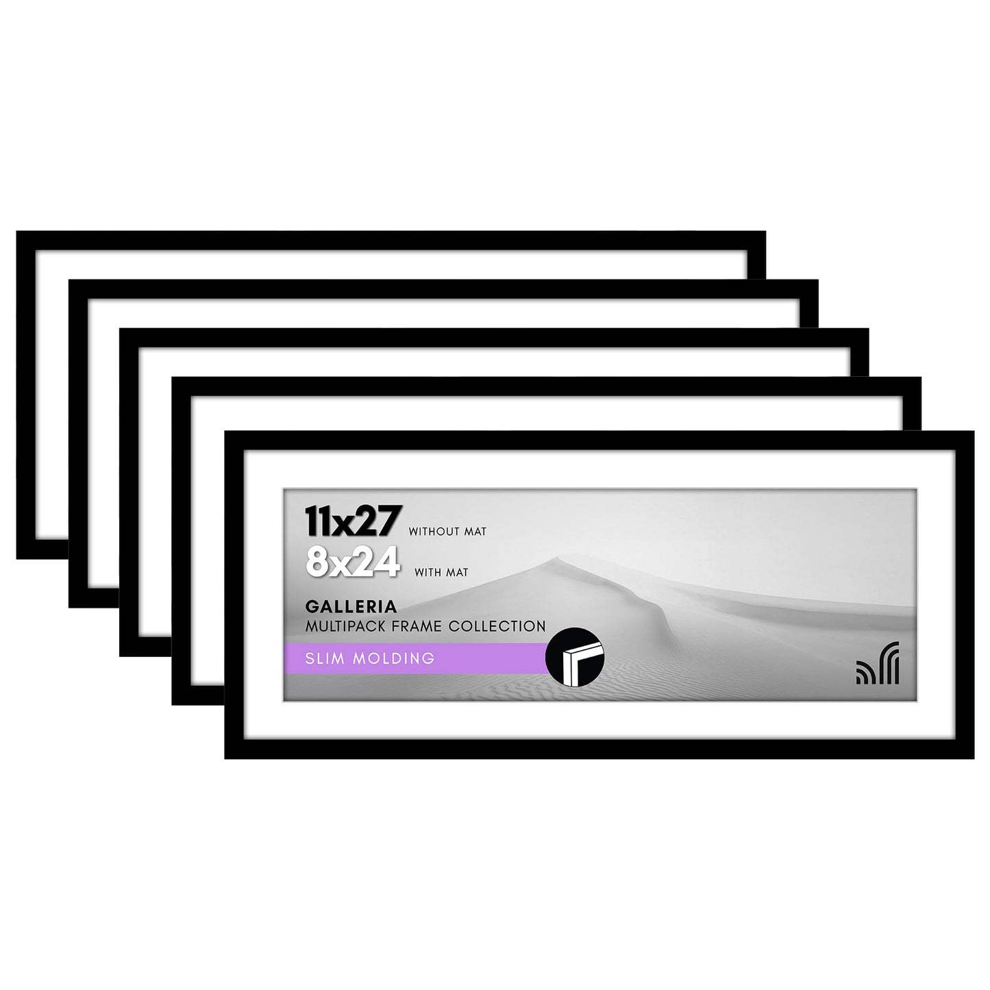 Classic Gallery Picture Frame | Set of 5 | Galleria Collection | Includes Mat