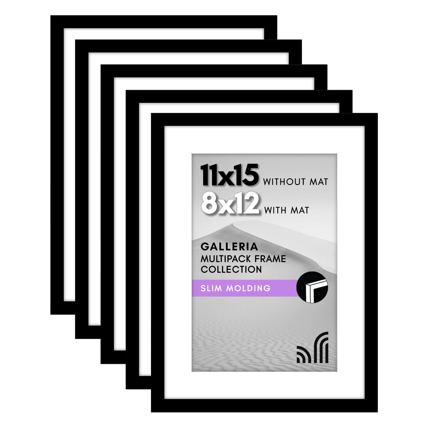 Classic Gallery Picture Frame | Set of 5 | Galleria Collection | Includes Mat