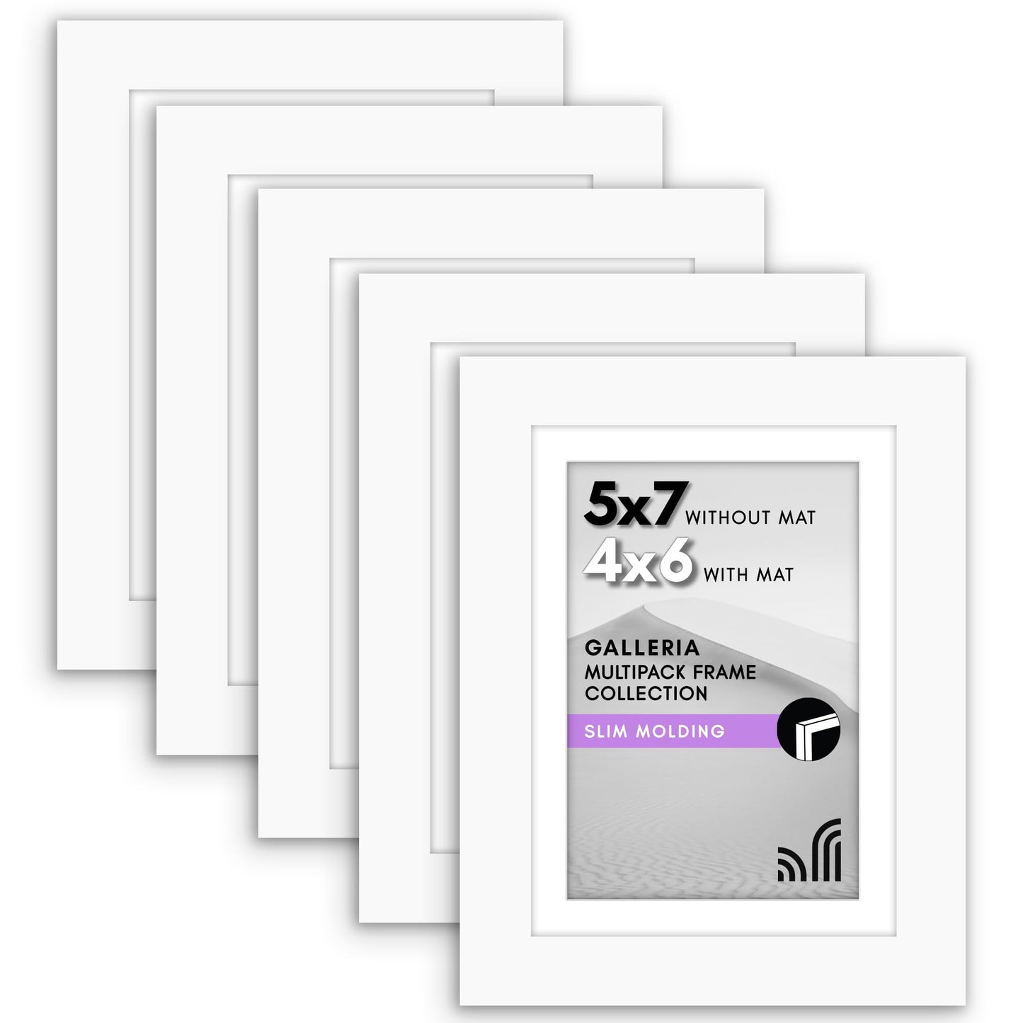 Classic Gallery Picture Frame | Set of 5 | Galleria Collection | Includes Mat
