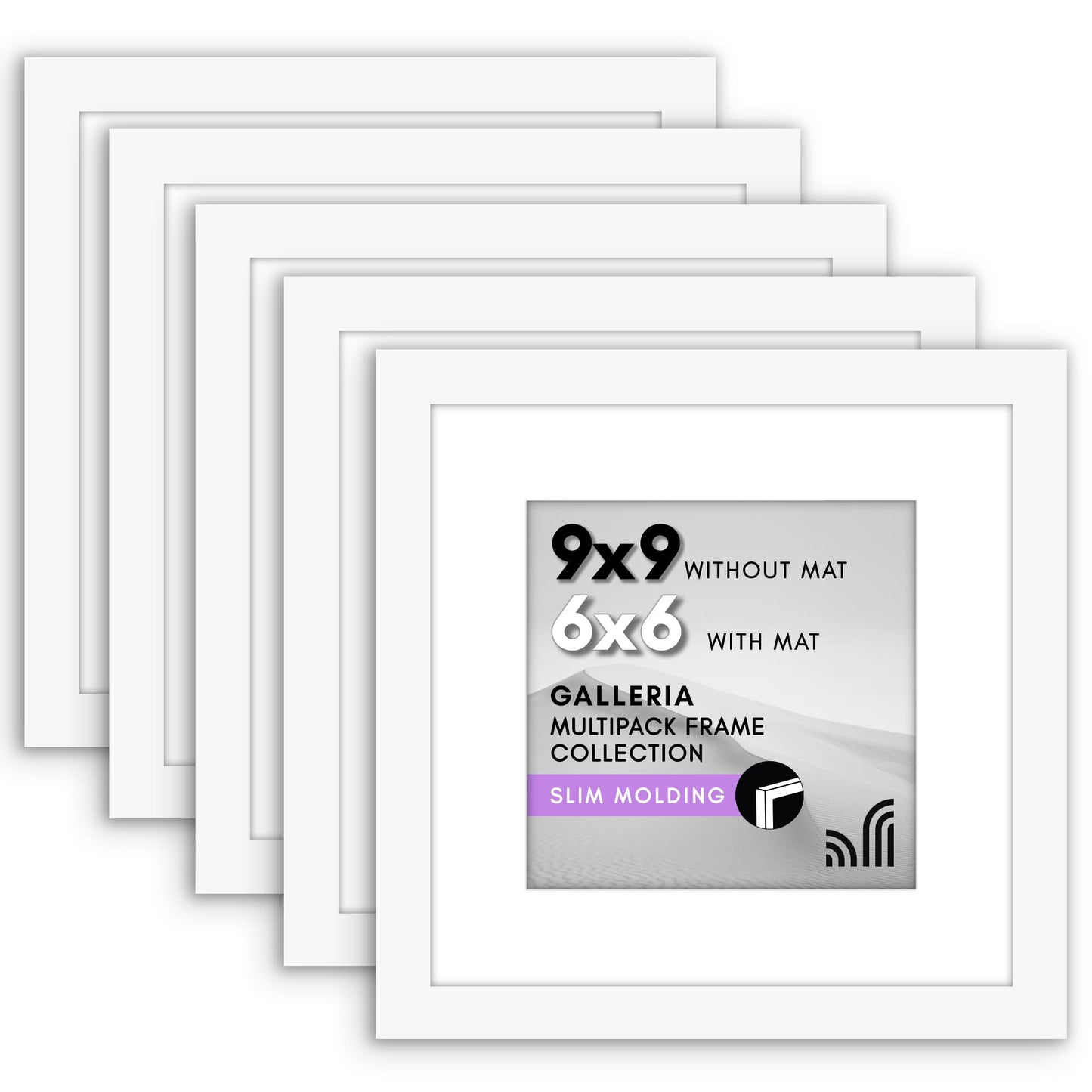 Classic Gallery Picture Frame | Set of 5 | Galleria Collection | Includes Mat