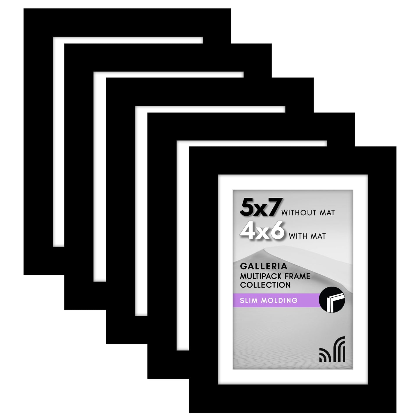 Classic Gallery Picture Frame | Set of 5 | Galleria Collection | Includes Mat