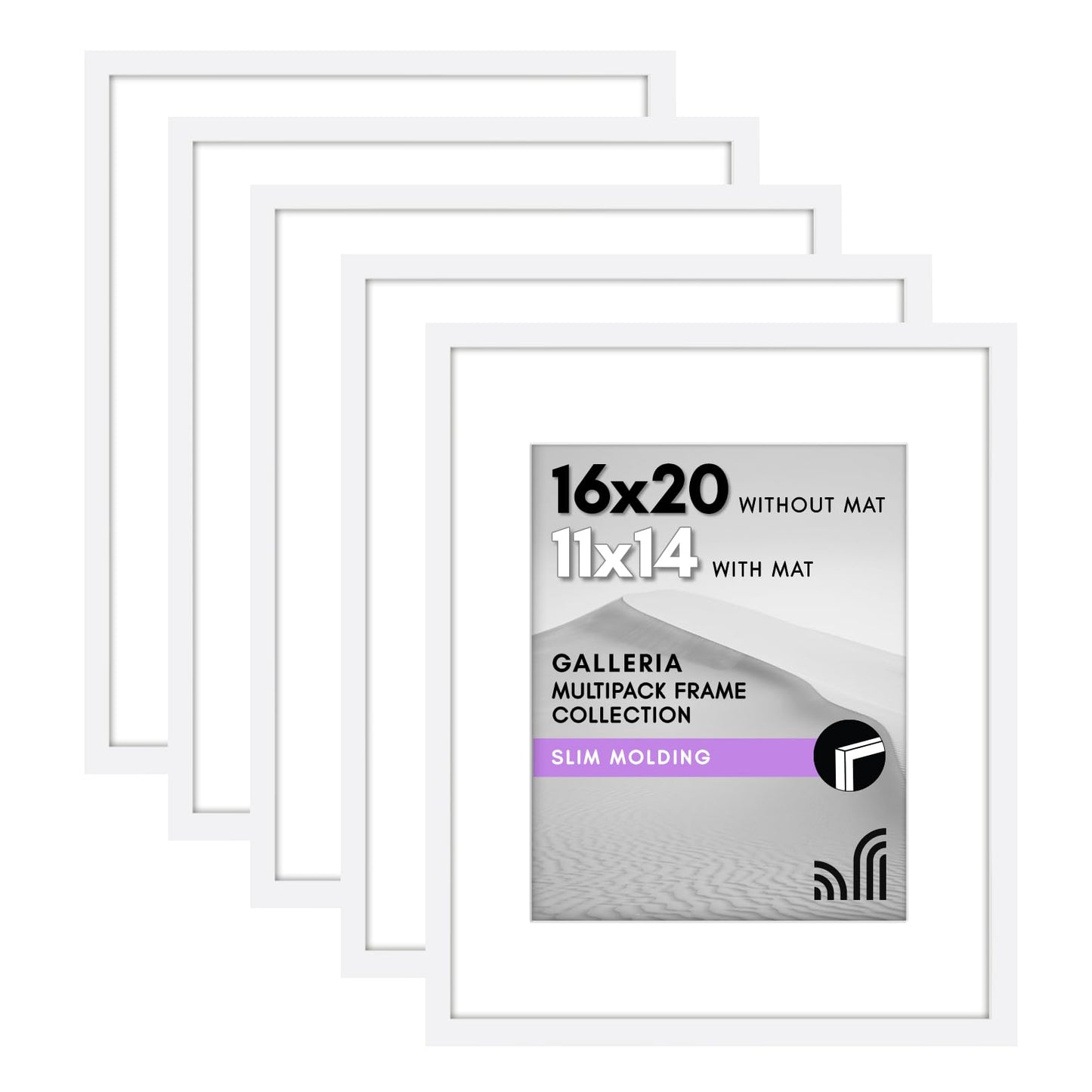 Classic Gallery Picture Frame | Set of 5 | Galleria Collection | Includes Mat