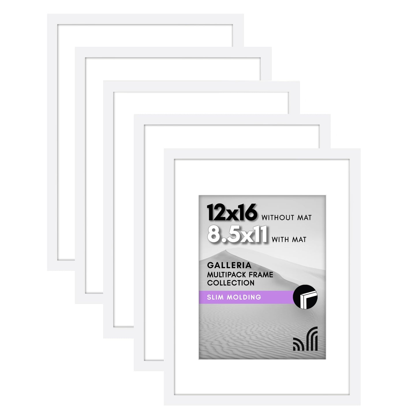 Classic Gallery Picture Frame | Set of 5 | Galleria Collection | Includes Mat