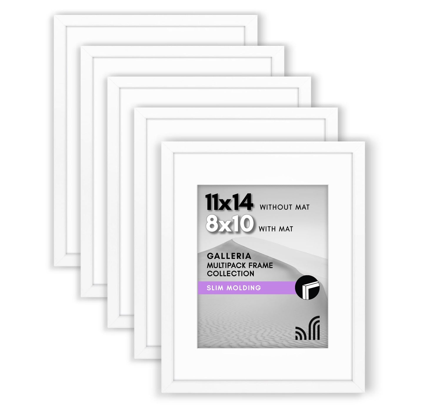 Classic Gallery Picture Frame | Set of 5 | Galleria Collection | Includes Mat