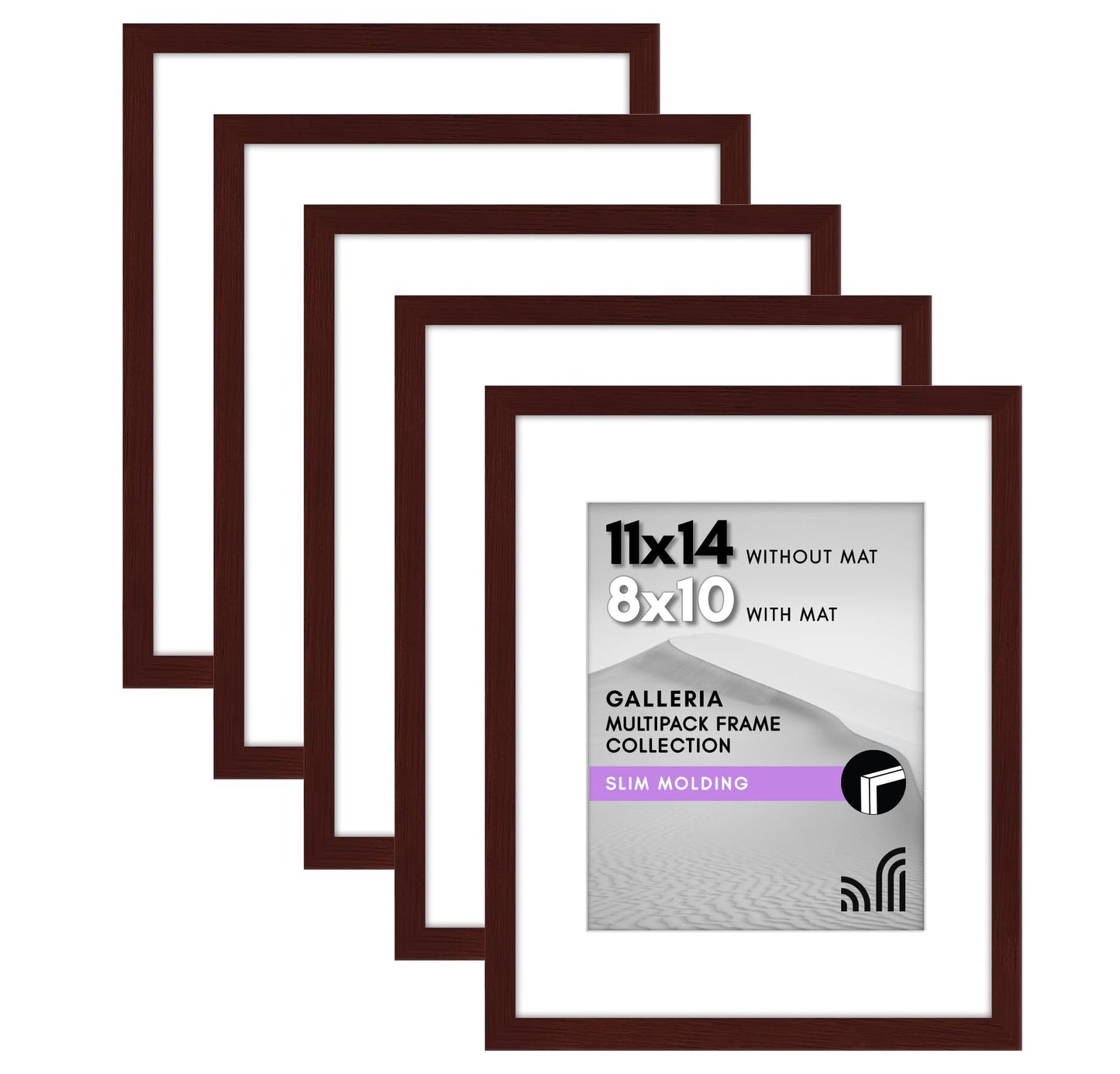 Classic Gallery Picture Frame | Set of 5 | Galleria Collection | Includes Mat