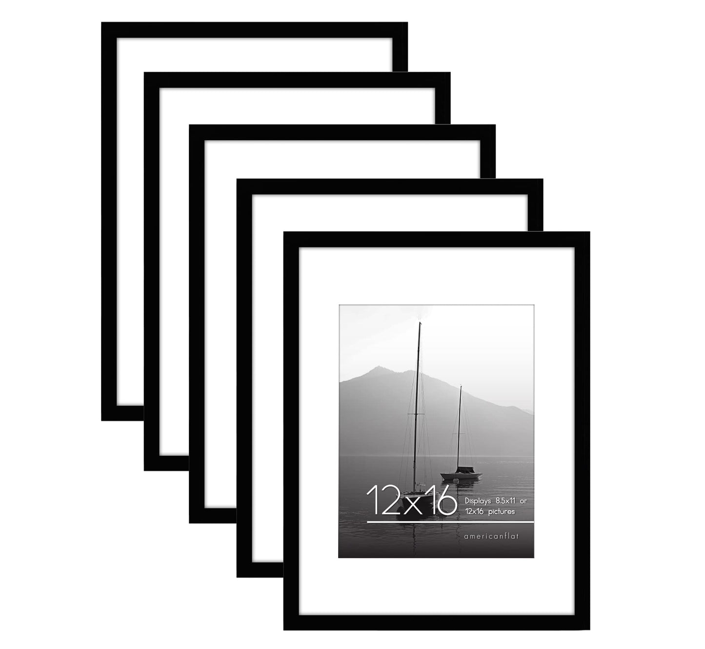 Classic Gallery Picture Frame | Set of 5 | Galleria Collection | Includes Mat