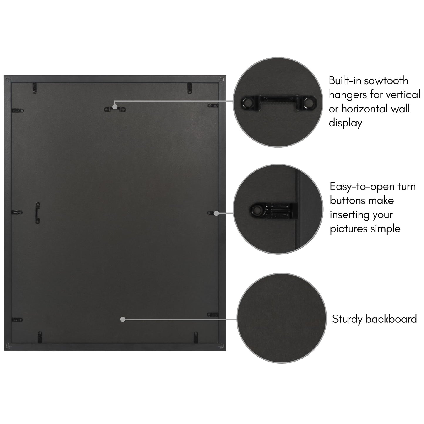 16x20 with 11x14 Mat | Vintage Frames | Black | Modern - Premium Quality