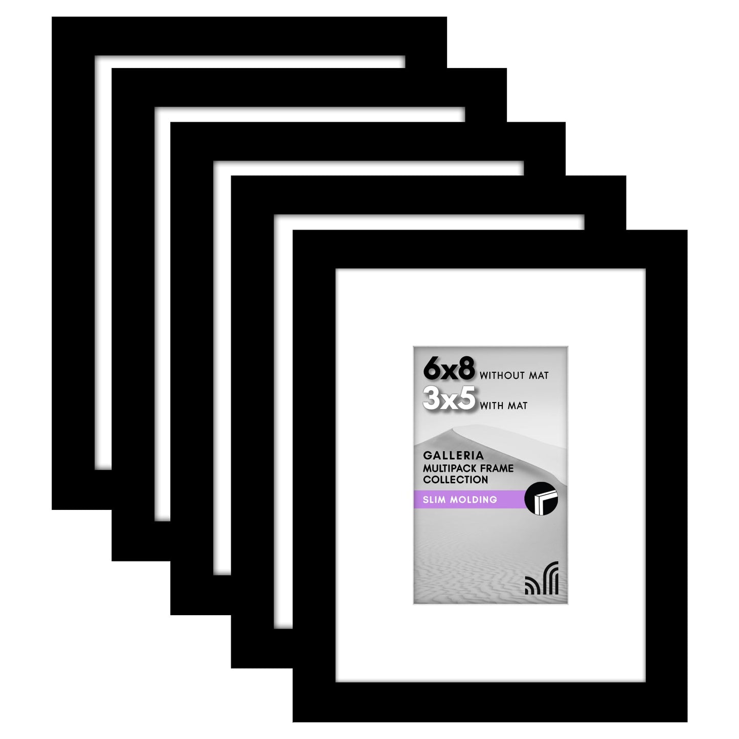 Classic Gallery Picture Frame | Set of 5 | Galleria Collection | Includes Mat