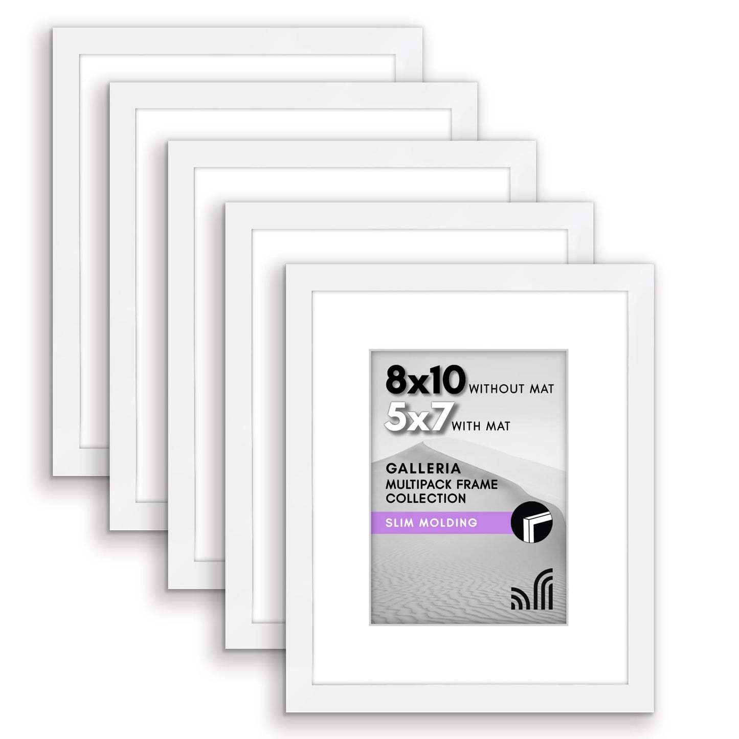 Classic Gallery Picture Frame | Set of 5 | Galleria Collection | Includes Mat