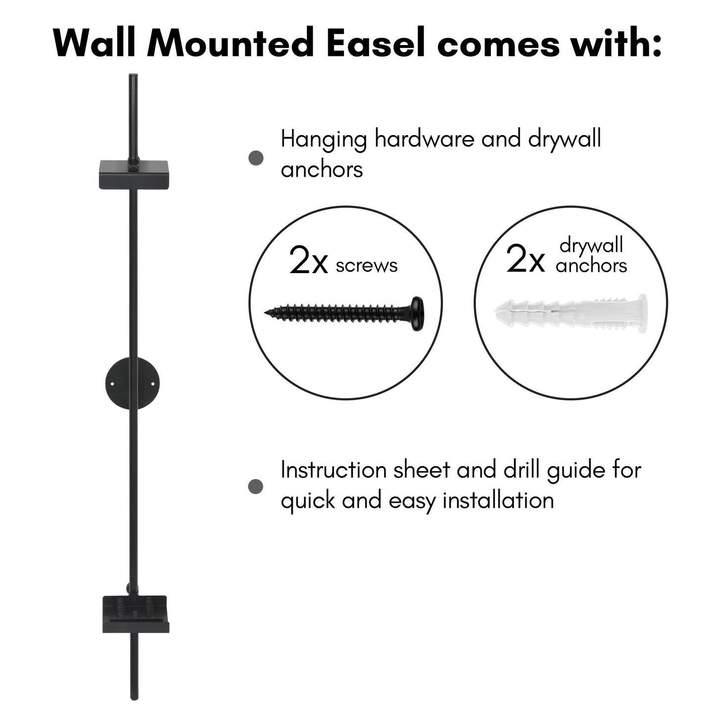 Adjustable Wall Easel | Black | Modern - Premium Quality