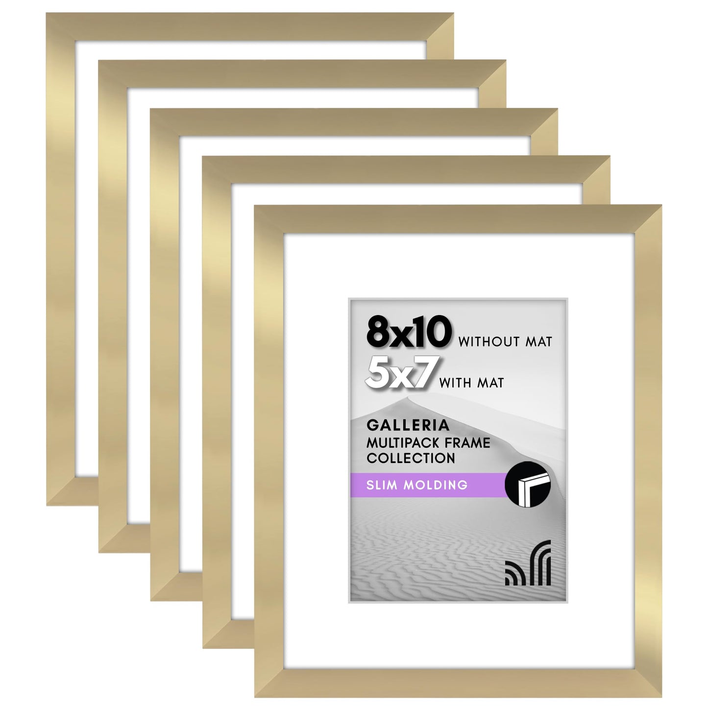 Classic Gallery Picture Frame | Set of 5 | Galleria Collection | Includes Mat