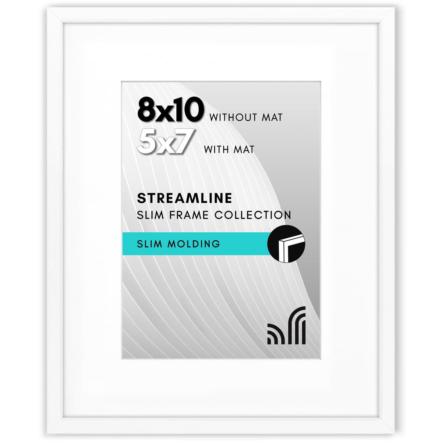 Picture Frame | Includes Mat | Slim Molding | Streamline Collection