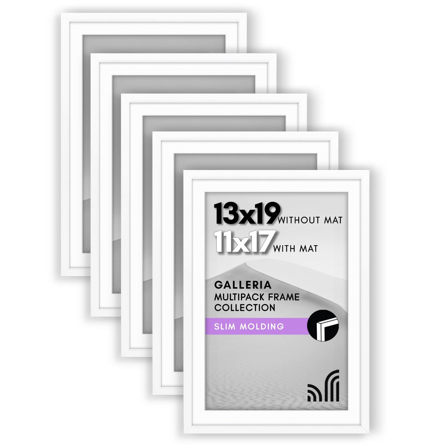 Classic Gallery Picture Frame | Set of 5 | Galleria Collection | Includes Mat