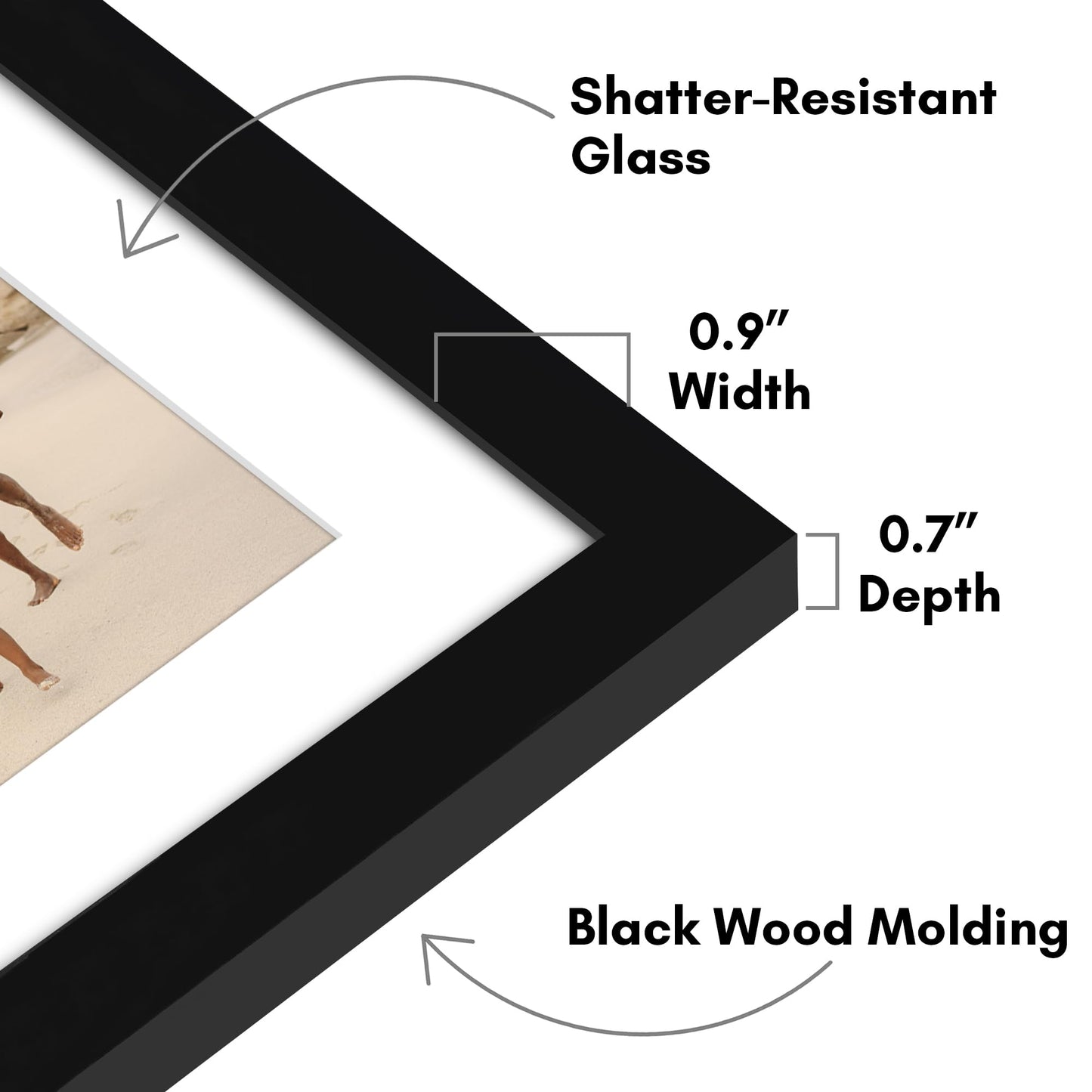 Americanflat Double Picture Frame | CF5514BLK344 | Shatter-Resistant Glass