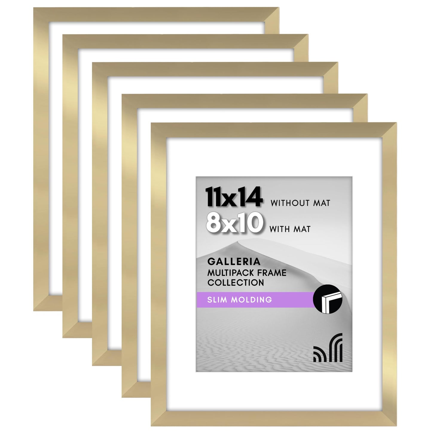 Classic Gallery Picture Frame | Set of 5 | Galleria Collection | Includes Mat