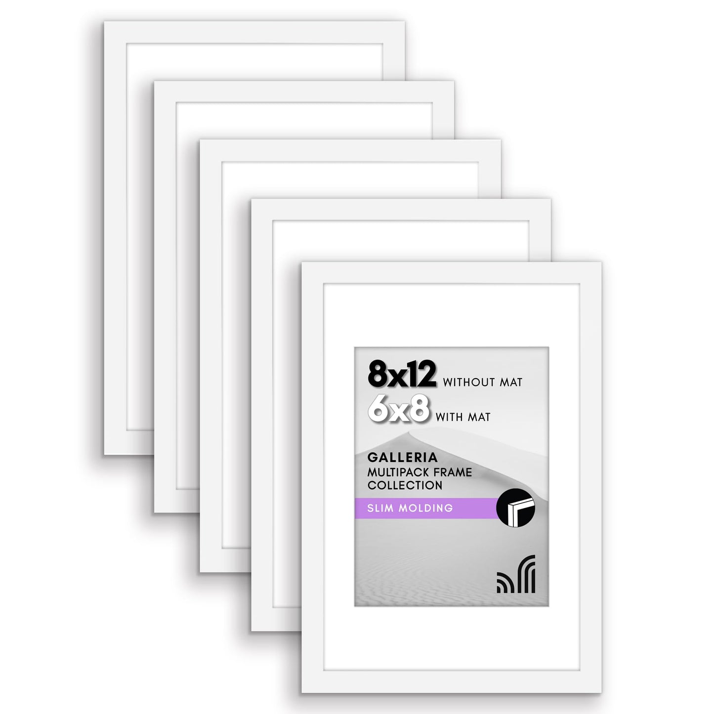 Classic Gallery Picture Frame | Set of 5 | Galleria Collection | Includes Mat
