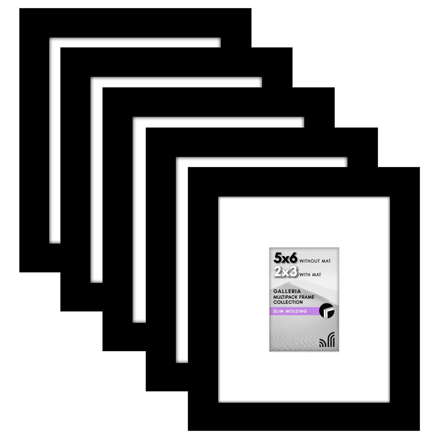 Classic Gallery Picture Frame | Set of 5 | Galleria Collection | Includes Mat