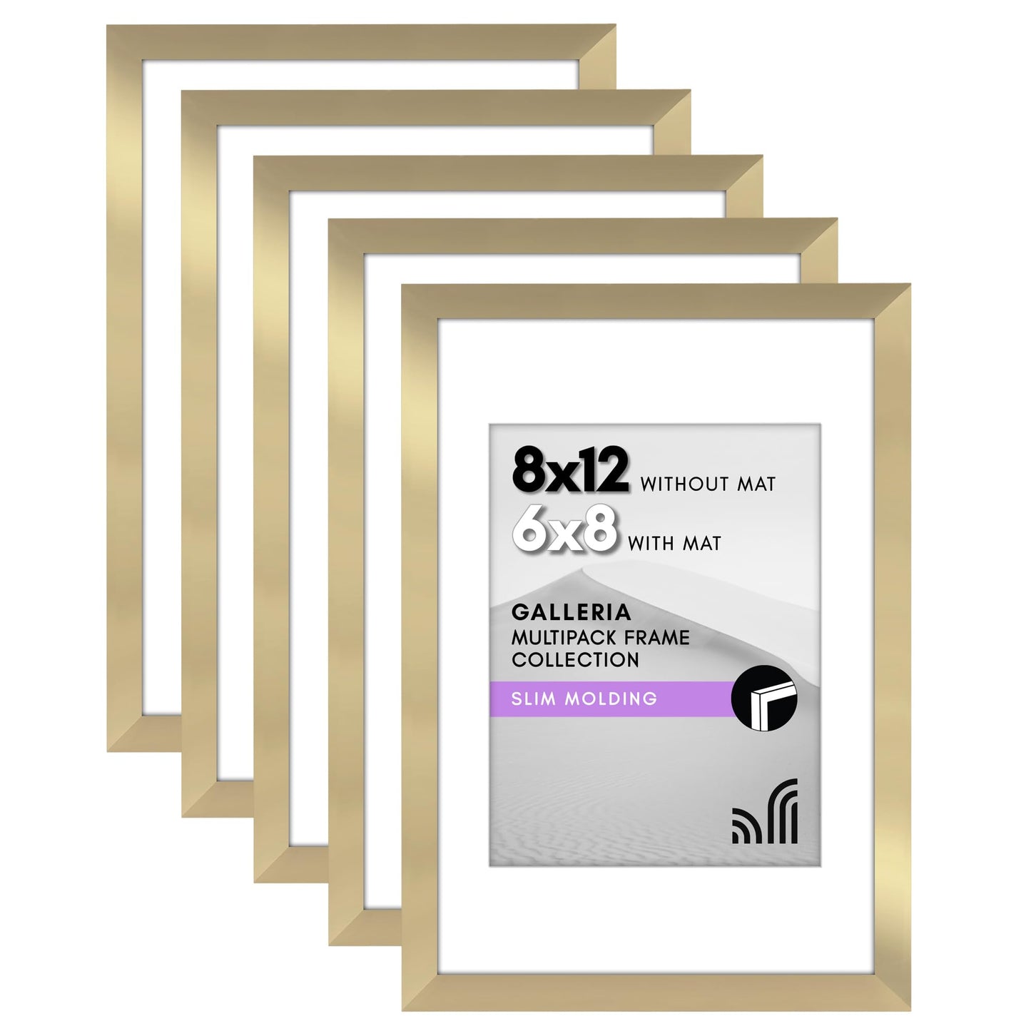 Classic Gallery Picture Frame | Set of 5 | Galleria Collection | Includes Mat